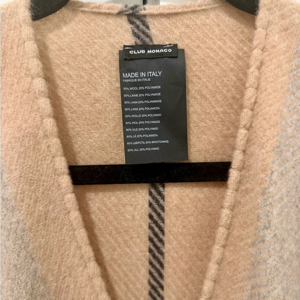 Club Monaco Beige & Black Striped Wool Poncho - Picture 3 of 4